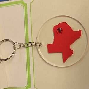 Texas Love 4" Acrylic Round Silver Tone Keychain